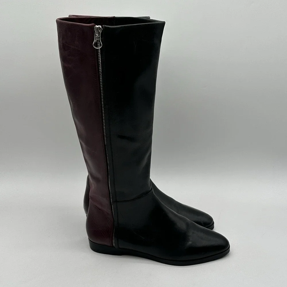 See By Chloe women‎ black and red tall knee high riding boots size 38